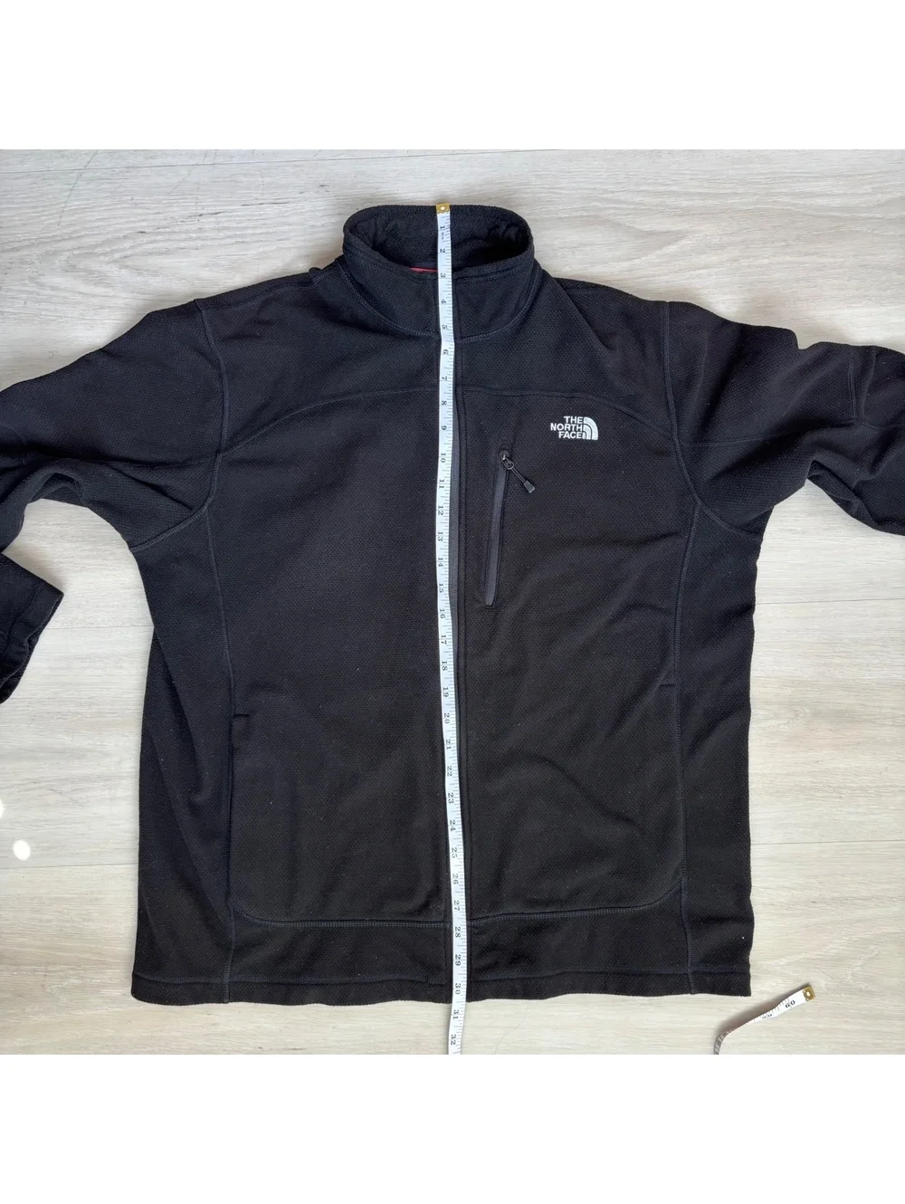 The North Face Mens XL Black Full Zip Fleece Jacket Zip Chest Pocket Outdoor